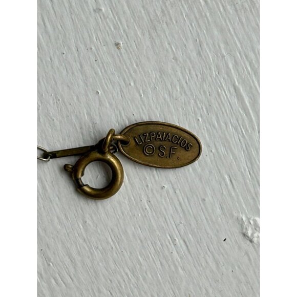 Vintage Liz Palacios BrassTone Red Blue Austrian Crystal Flower Necklace - Picture 9 of 9